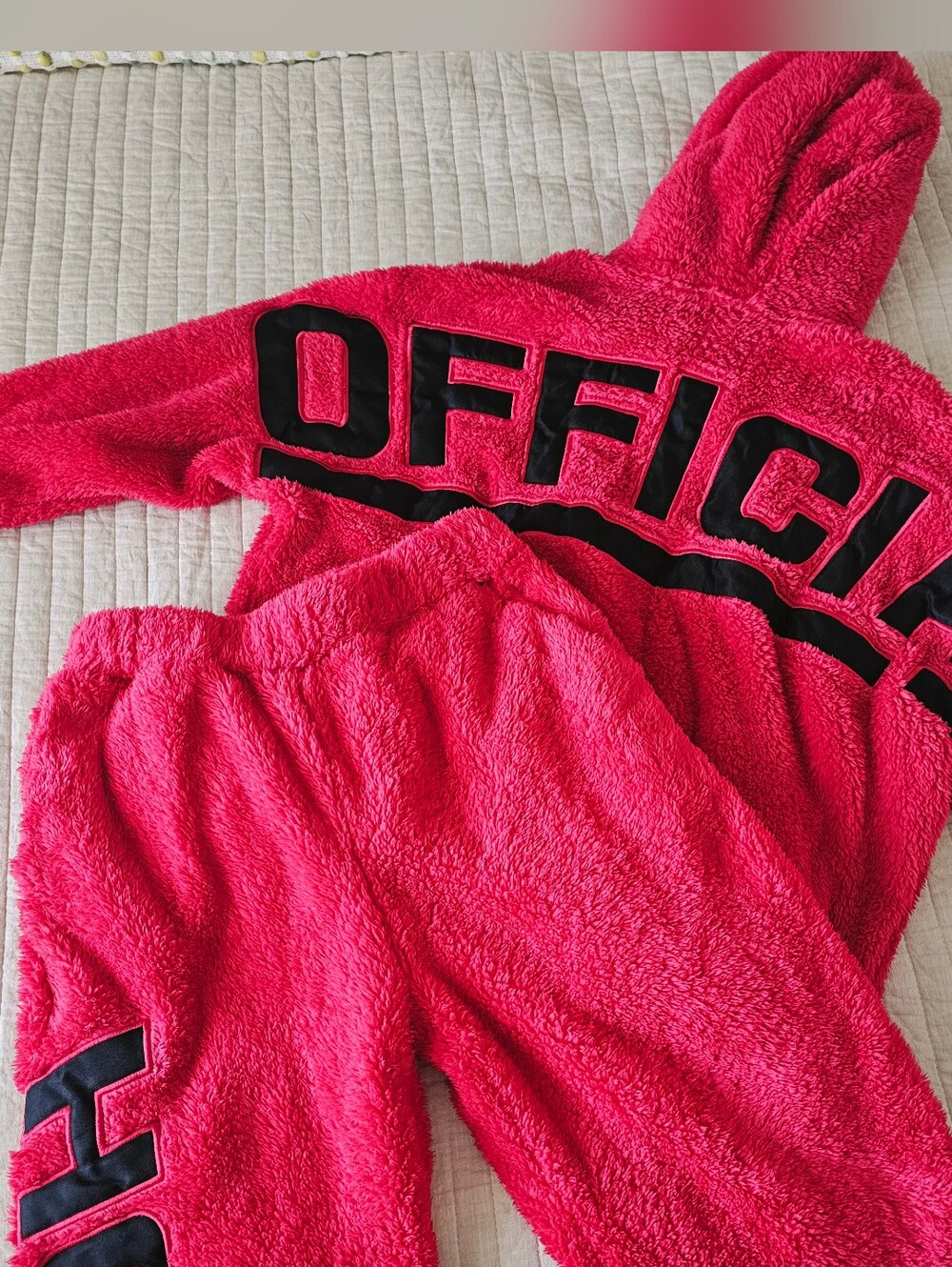 Boohoo Man Oversized Boxy Embroidered Teddy Borg Hooded Tracksuit Size XS In Red